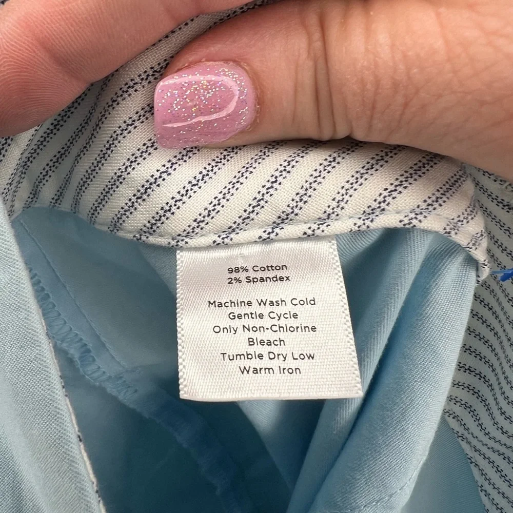 Talbots Heritage Pants Light Blue Size 16W Mid Rise Slit Side Pockets